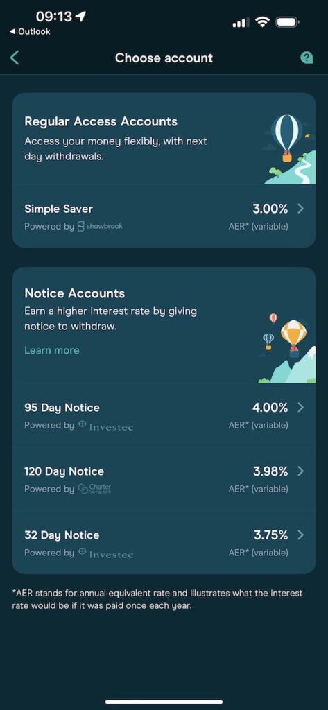 Moneybox savings app screenshot