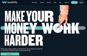 Wealthify website screenshot and slogan
