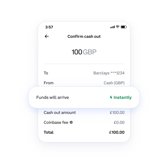 Coinbase Cash Withdrawal app screenshot