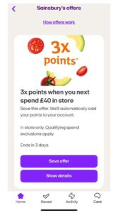 Nectar special Sainsburys offers